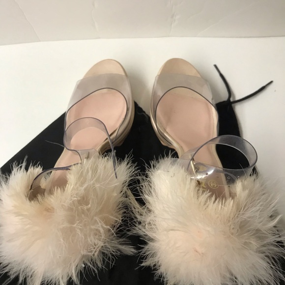 SOLD Chanel Pink feather cream heels boudoir shoes 9 - Picture 5 of 9